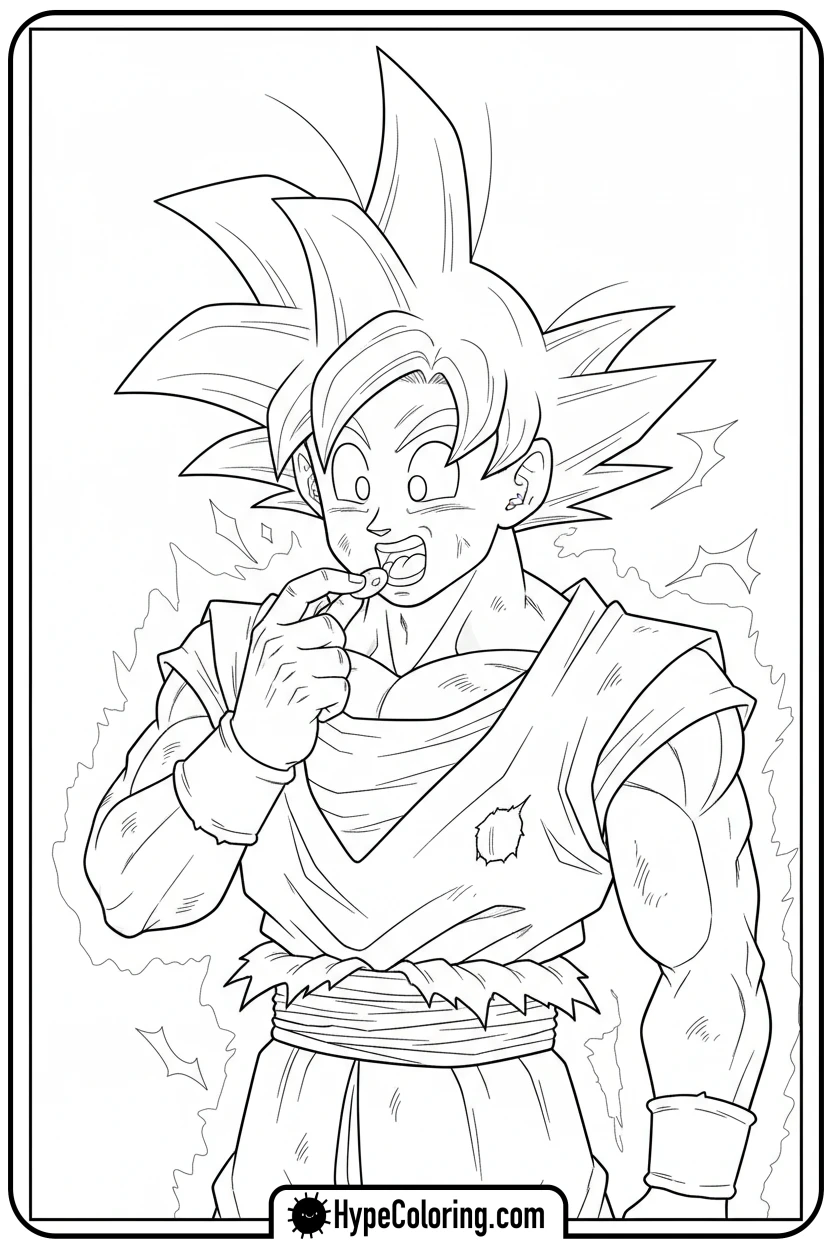 goku-eating-senzu-bean - goku coloring pages