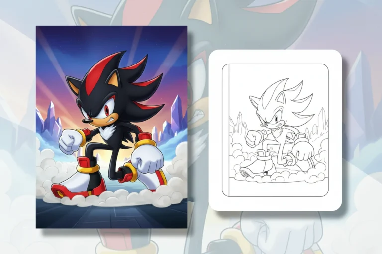 shadow-landing-dramatically-on-one - shadow the hedgehog coloring pages