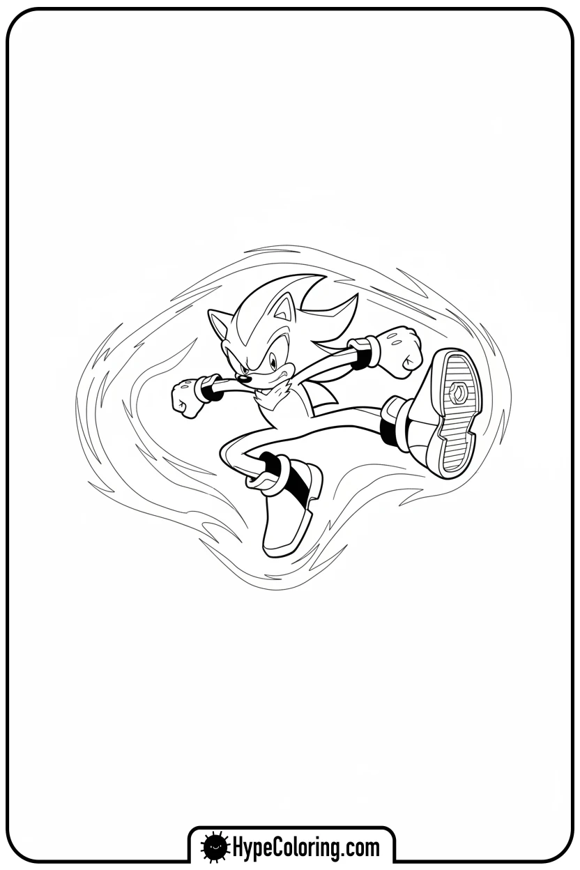 Click to download PDF shadow-mid-air-dropkick - shadow the hedgehog coloring pages