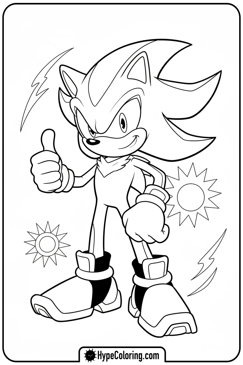 Click to download PDF shadow-giving-thumbs-up - shadow the hedgehog coloring pages