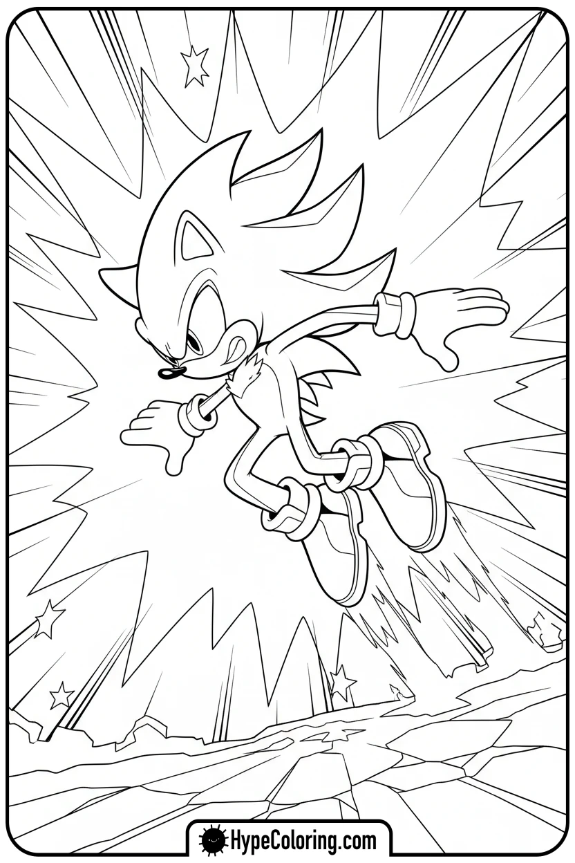 Click to download PDF shadow-performing-a-backflip - shadow the hedgehog coloring pages