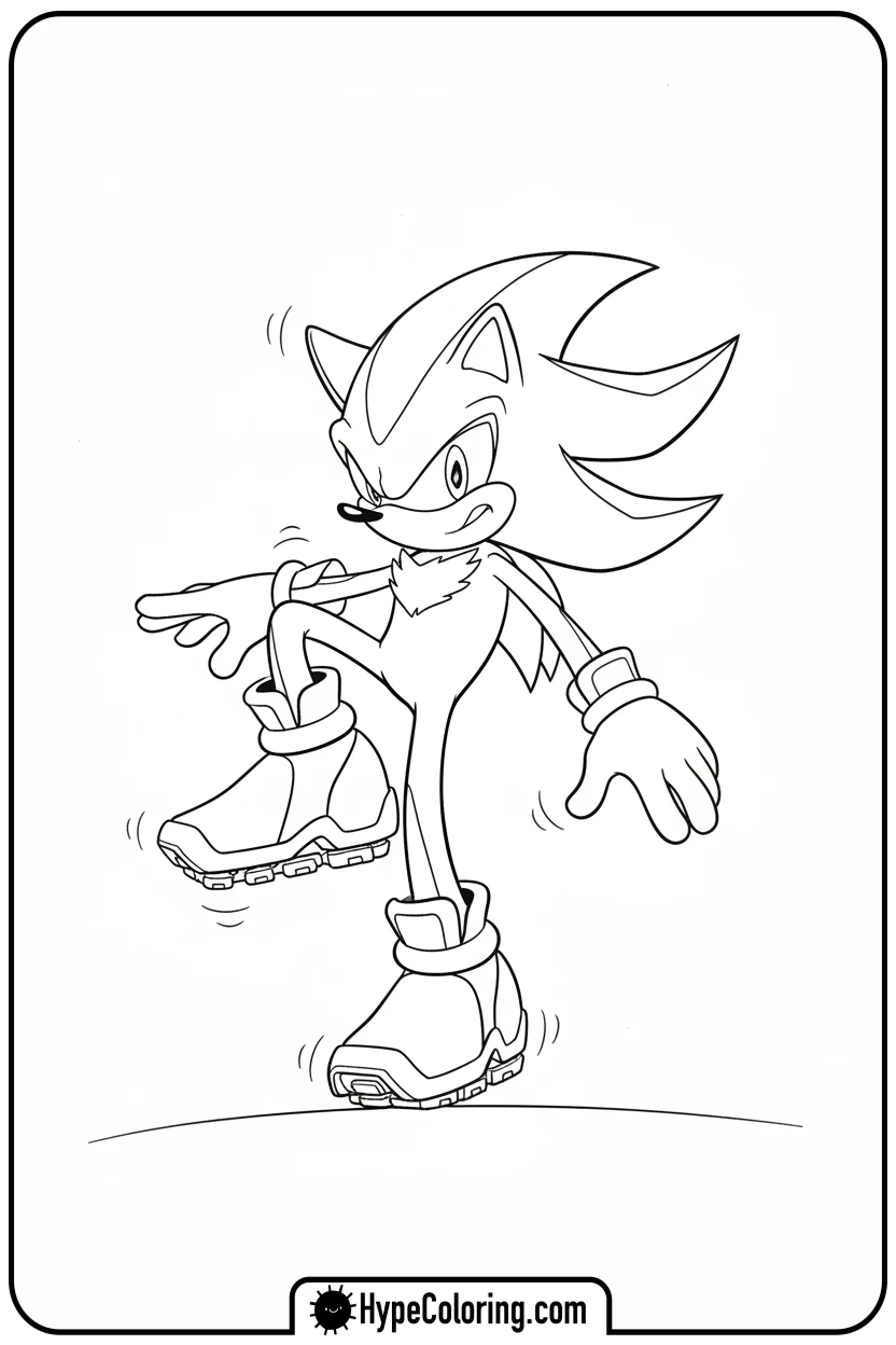 Click to download PDF shadow-balancing-on-one-leg - shadow the hedgehog coloring pages