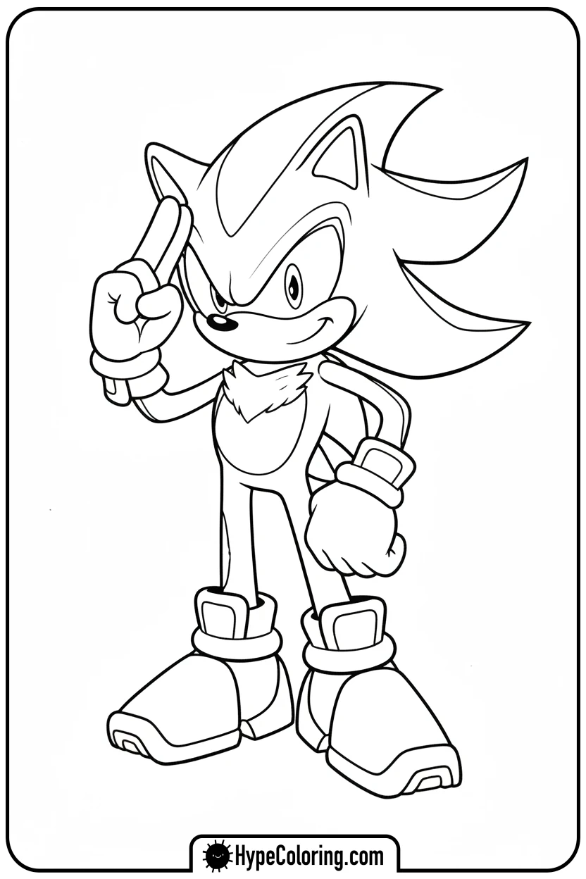 Click to download PDF shadow-two-finger-salute - shadow the hedgehog coloring pages