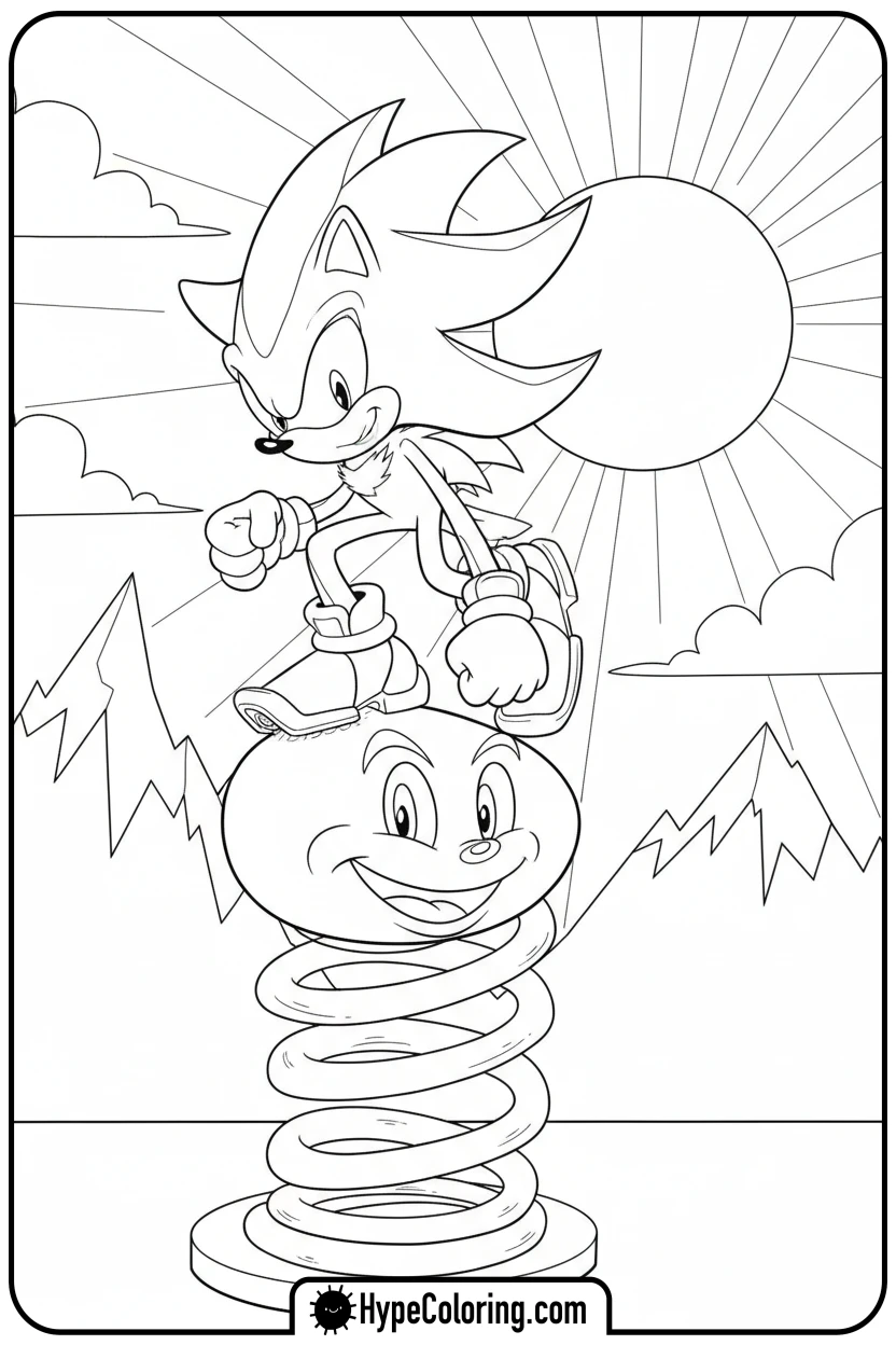 Click to download PDF shadow-next-to-giant-spring - shadow the hedgehog coloring pages