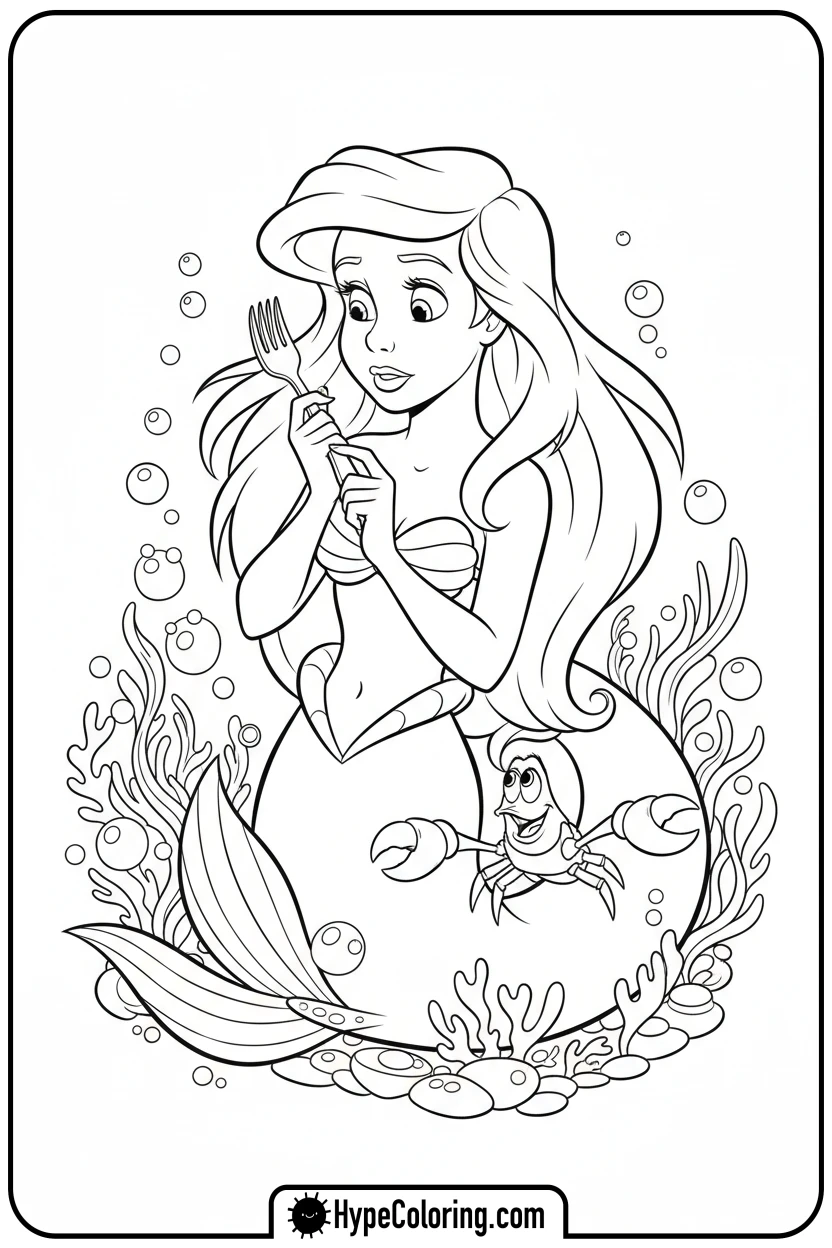 ariel-with-a-dinglehopper - ariel mermaid coloring pages