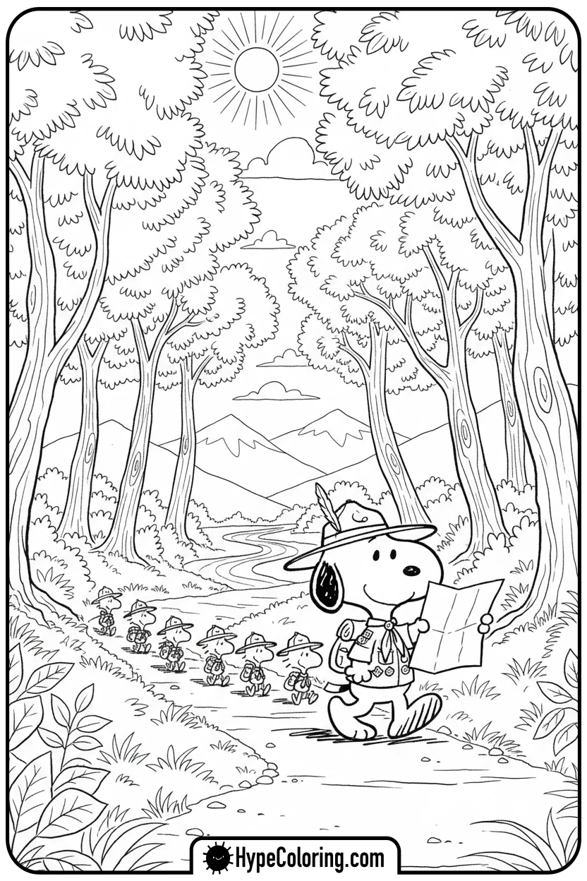 Click to download PDF scout-leader-snoopy - snoopy coloring pages