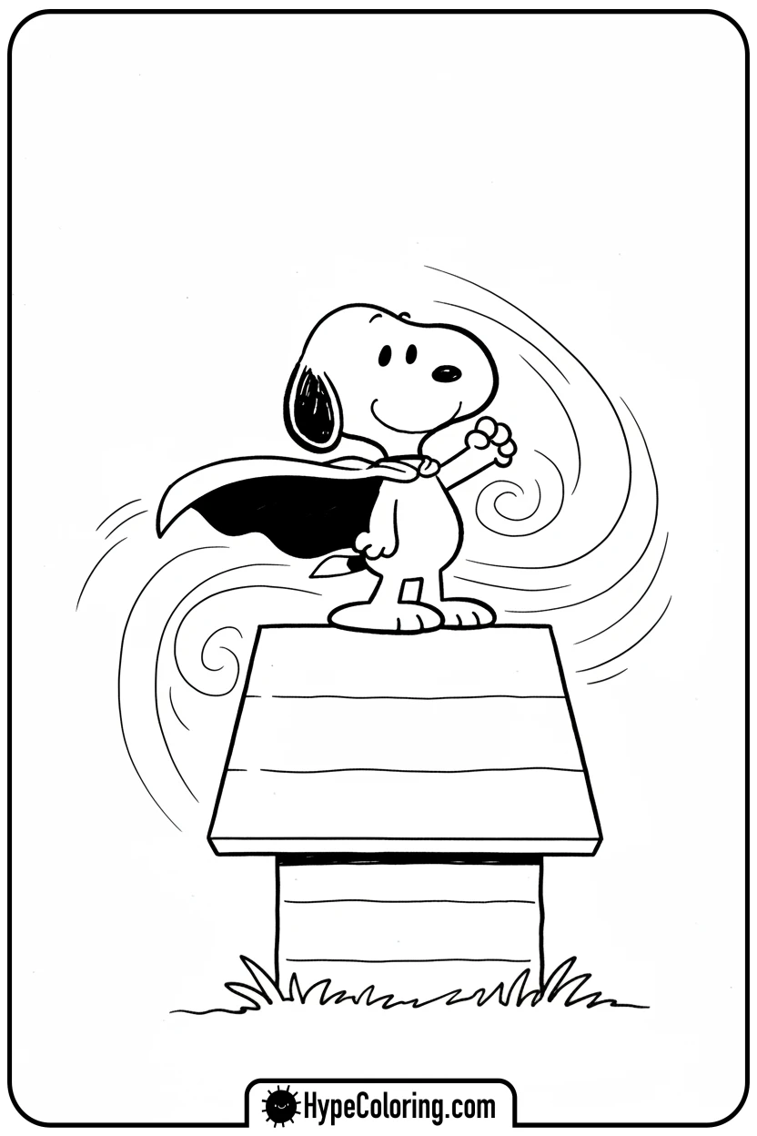 Click to download PDF masked-marvel-snoopy-hero-pose - snoopy coloring pages