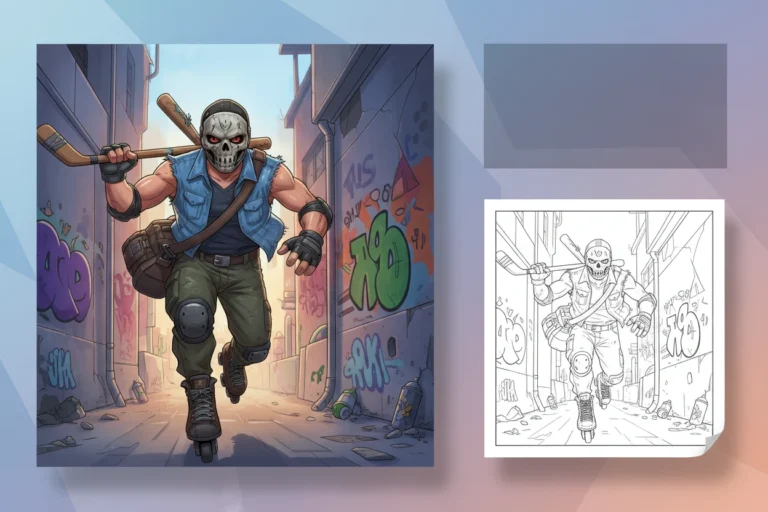 casey-jones-on-rollerblades-hockey - teenage mutant ninja turtles coloring pages