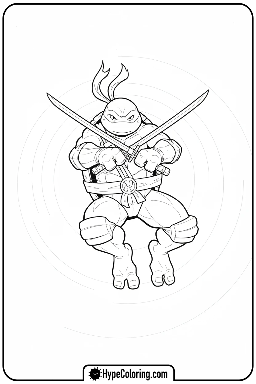 leonardo-leaping-with-katanas - teenage mutant ninja turtles coloring pages