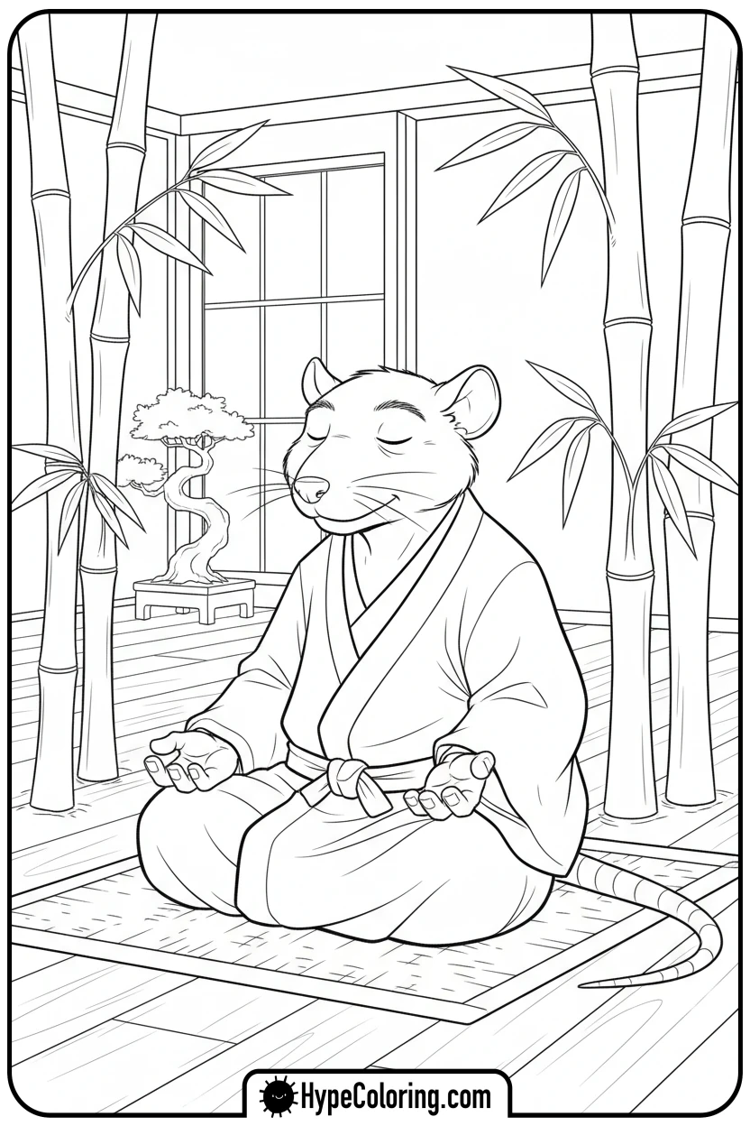 splinter-meditating-peacefully - teenage mutant ninja turtles coloring pages