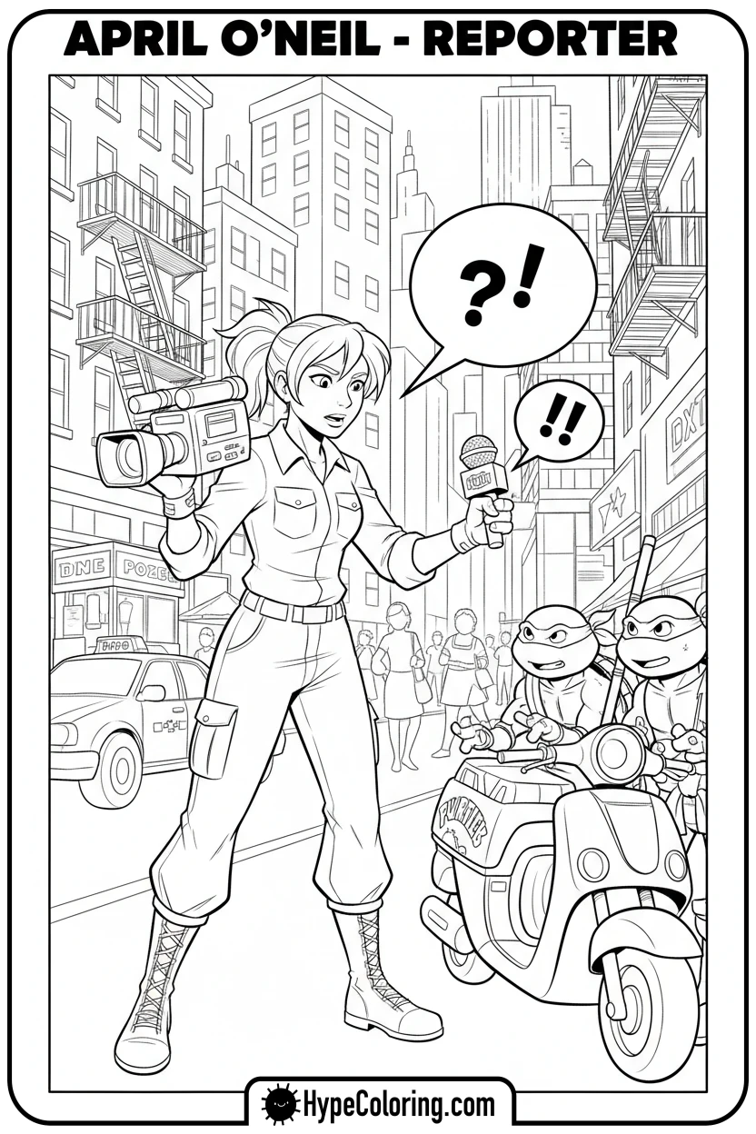 april-interviewing-turtles - teenage mutant ninja turtles coloring pages