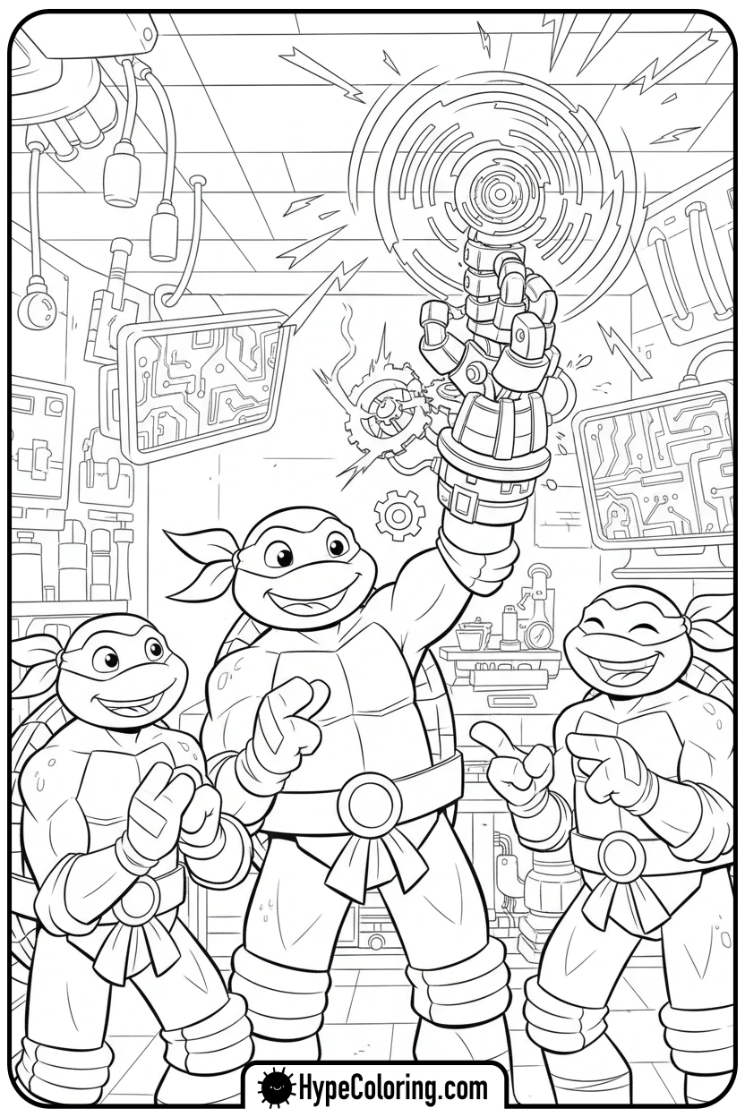 donatello-showing-new-invention - teenage mutant ninja turtles coloring pages