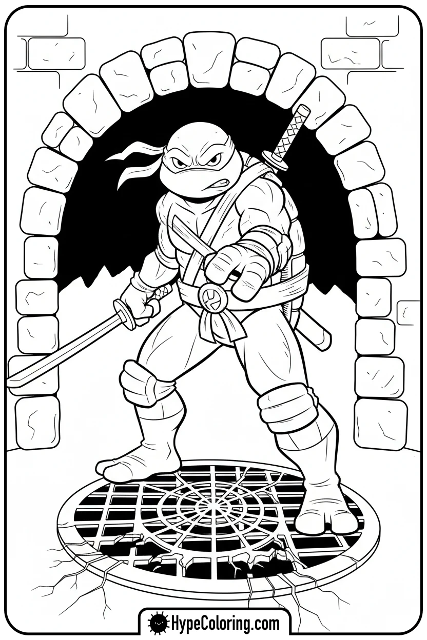 leonardo-leading-charge - teenage mutant ninja turtles coloring pages