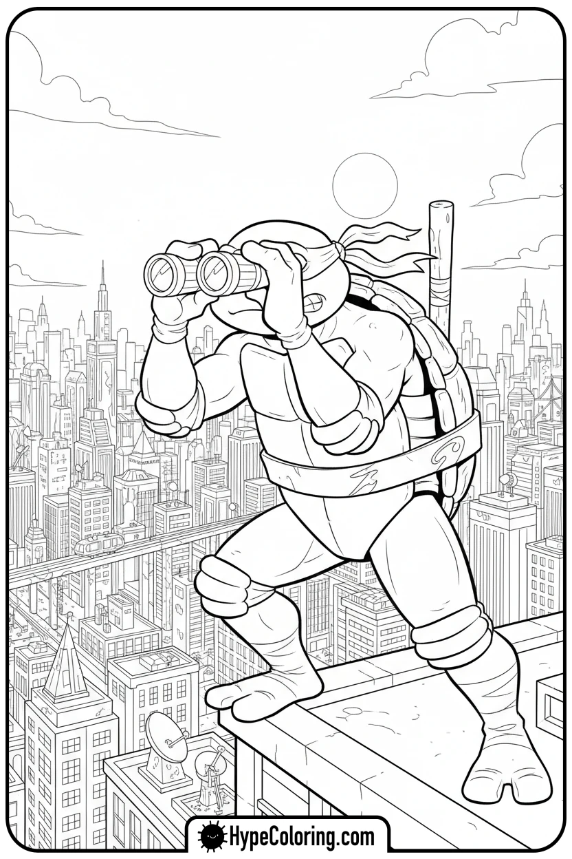 donatello-surveying-city - teenage mutant ninja turtles coloring pages