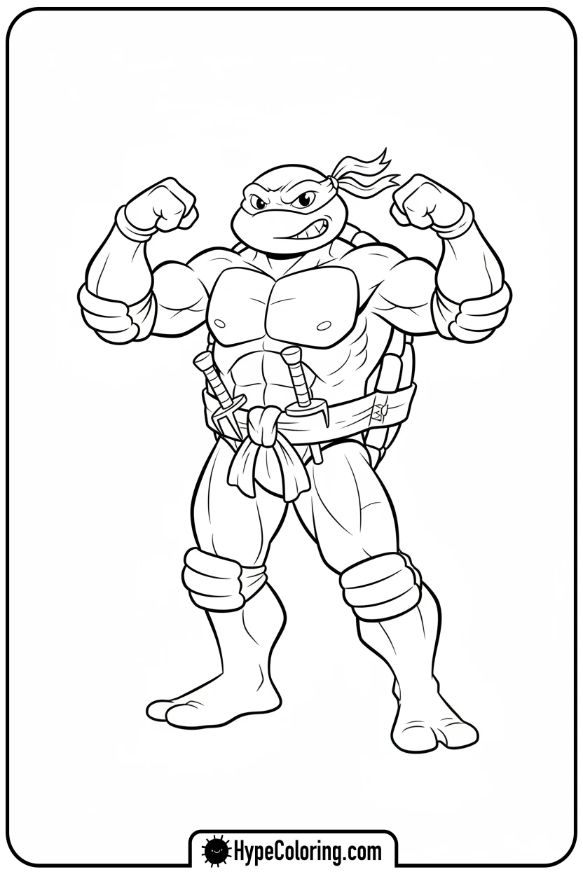 raphael-flexing-muscles - teenage mutant ninja turtles coloring pages