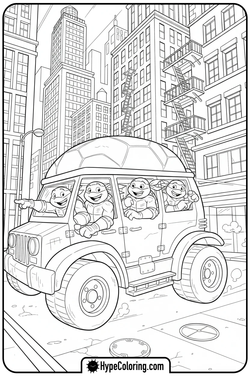 turtles-in-shellraiser - teenage mutant ninja turtles coloring pages