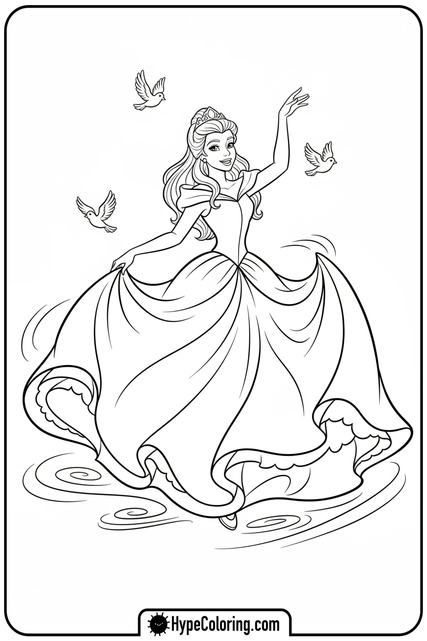 princess-dancing-gracefully - princess coloring pages printable