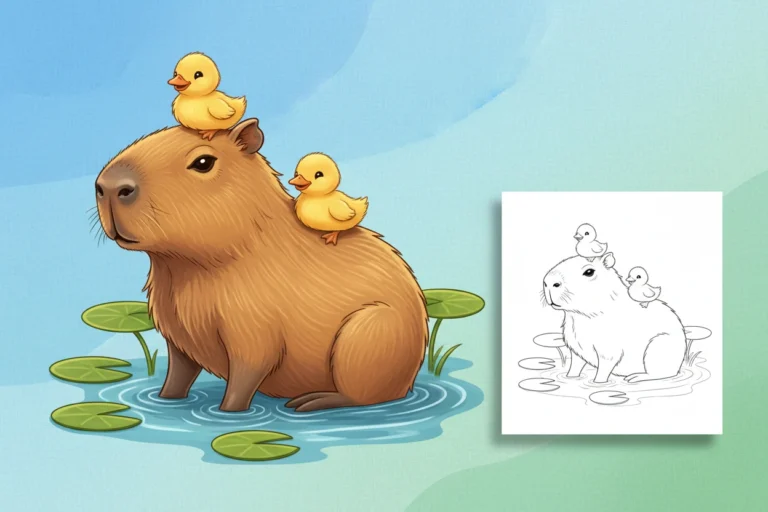 a-gentle-capybara-sitting-patiently - capybara coloring page