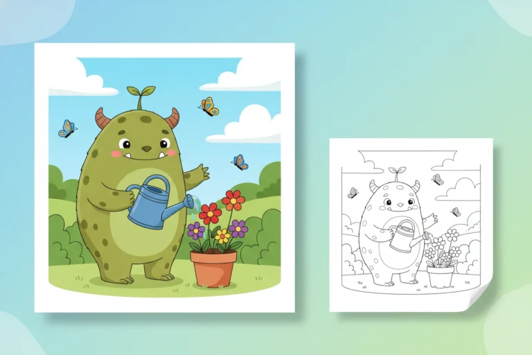a-friendly-green-scaly-monster - monster coloring pages