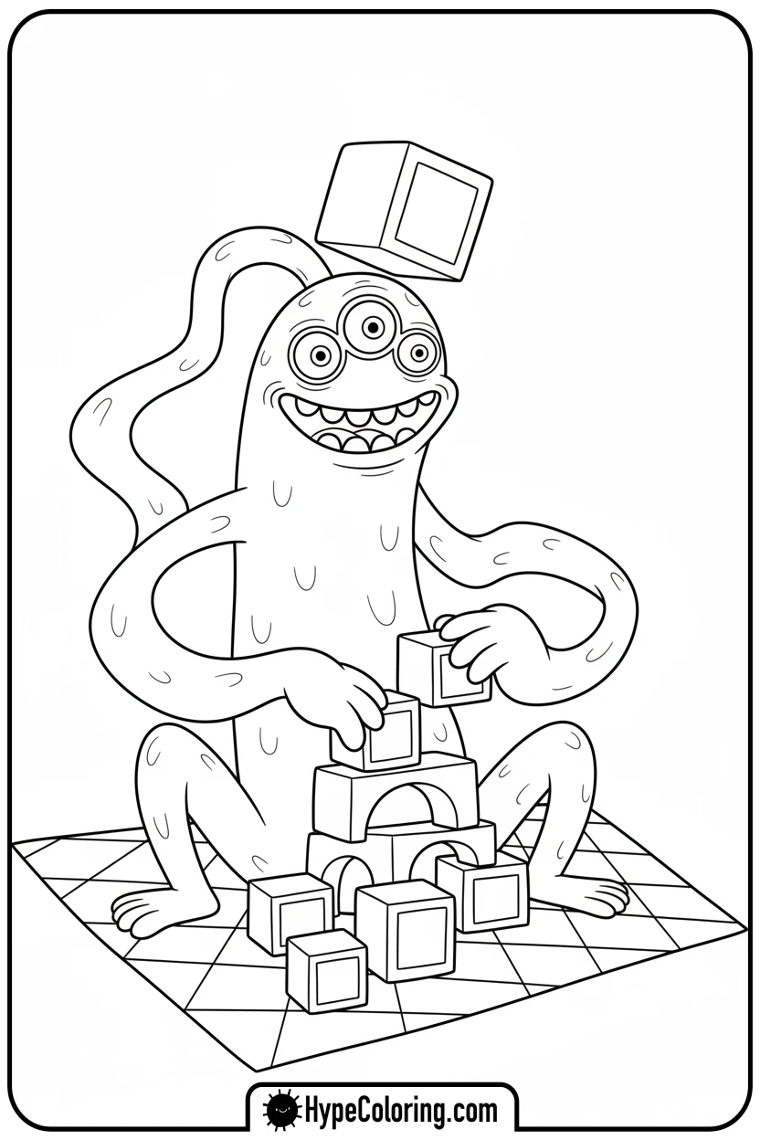 googly-eyed-monster-playing-with-blocks - monster coloring pages