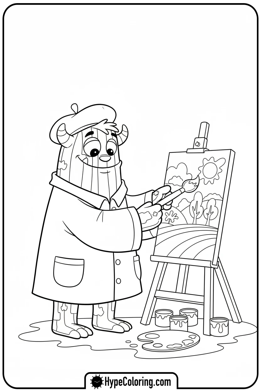 striped-monster-painting-art - monster coloring pages