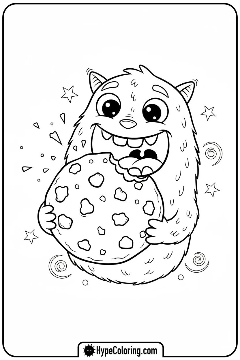 monster-eating-cookie - monster coloring pages