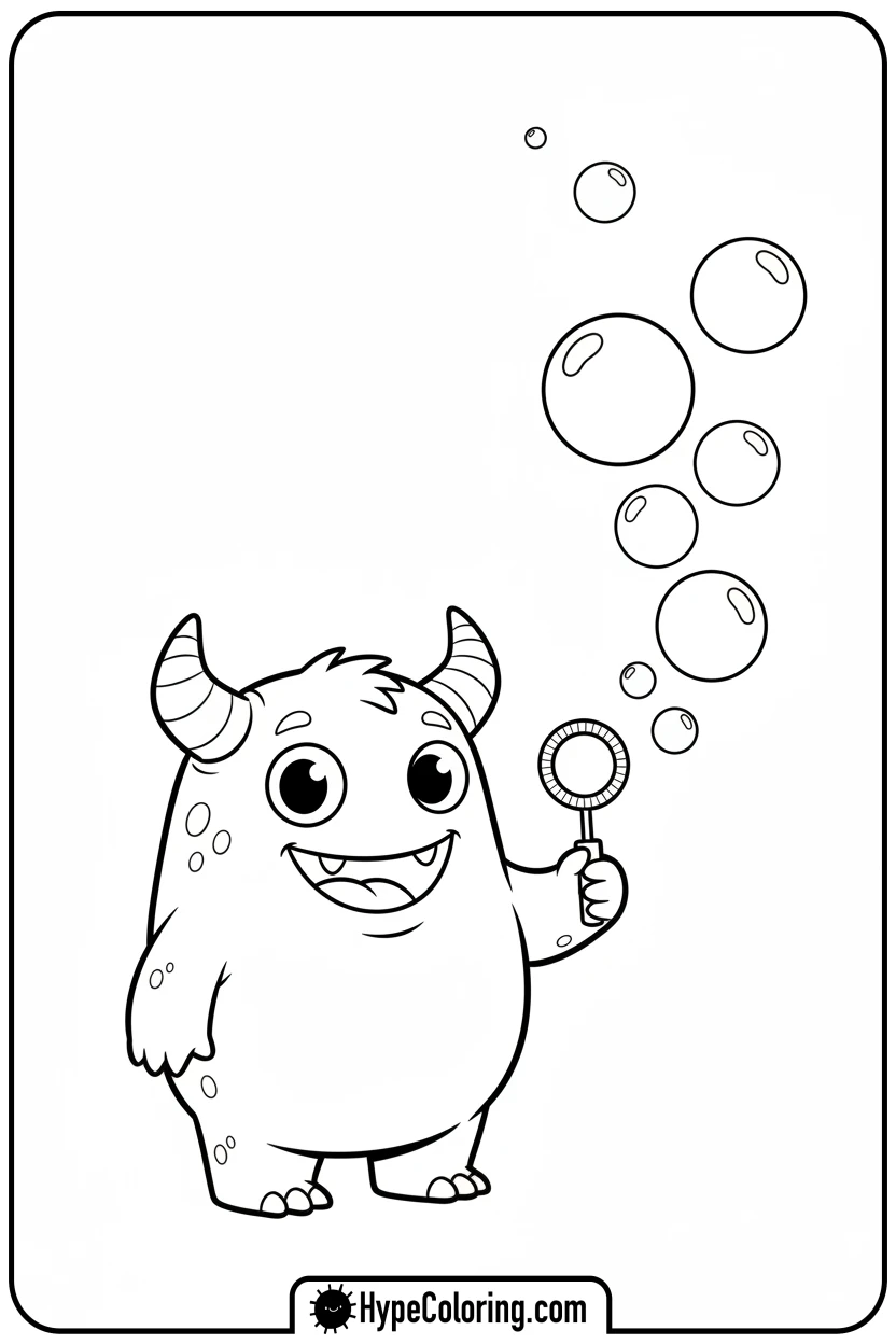 monster-blowing-bubbles - monster coloring pages