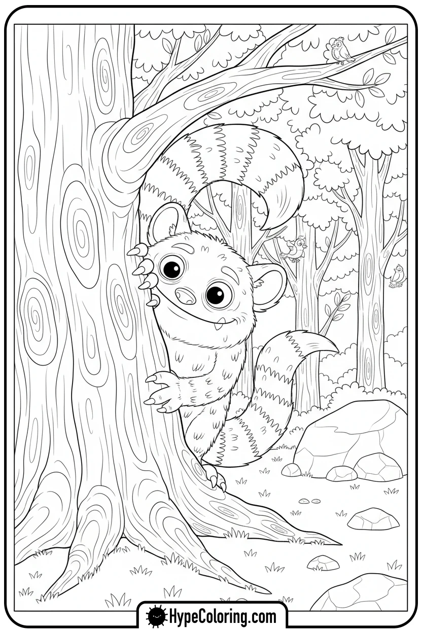 monster-playing-hide-and-seek - monster coloring pages