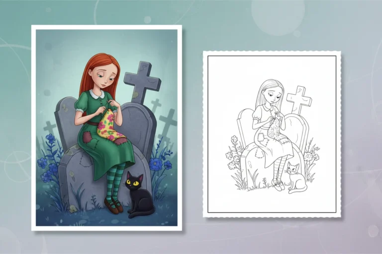 sally-sitting-thoughtfully-on-a - nightmare before christmas coloring pages