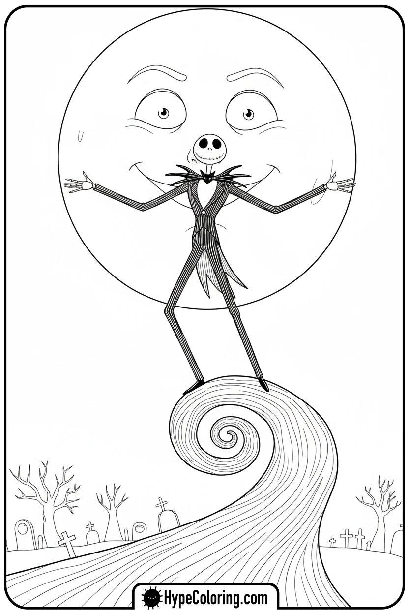 jack-on-spiral-hill - nightmare before christmas coloring pages