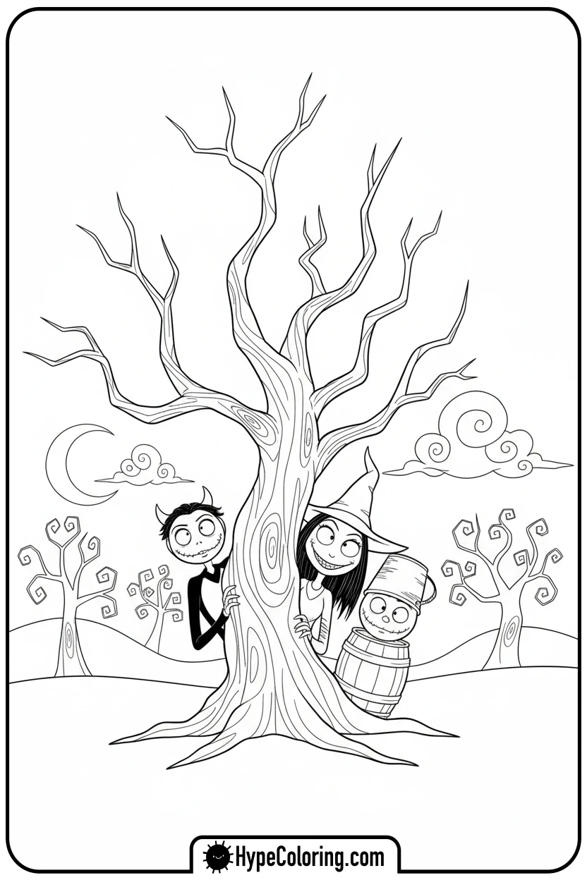 lock-shock-barrel-peeking - nightmare before christmas coloring pages