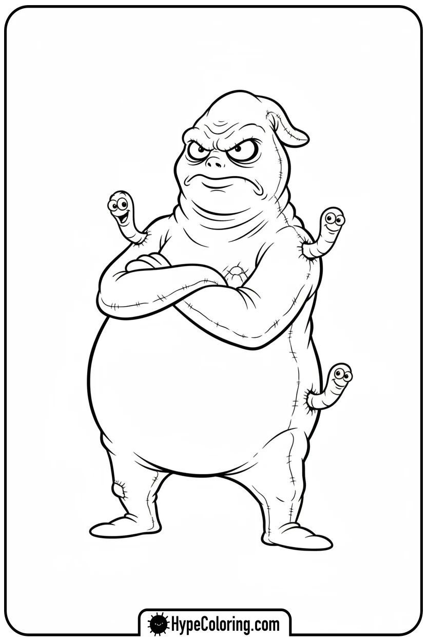 grumpy-oogie-boogie-with-worms - nightmare before christmas coloring pages