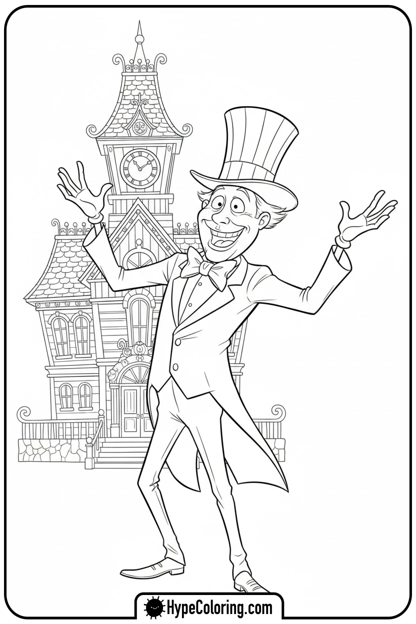 mayor-in-front-of-town-hall - nightmare before christmas coloring pages