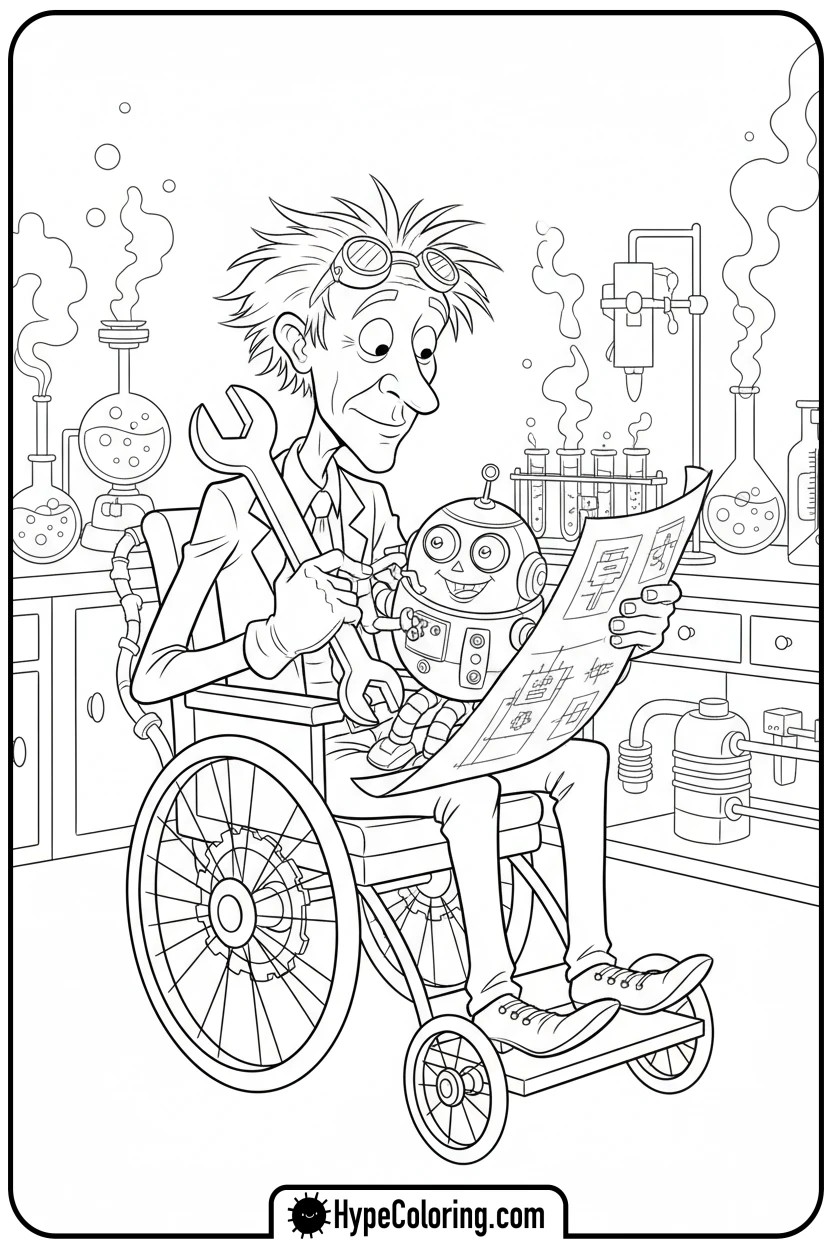 dr-finklestein-with-robot - nightmare before christmas coloring pages