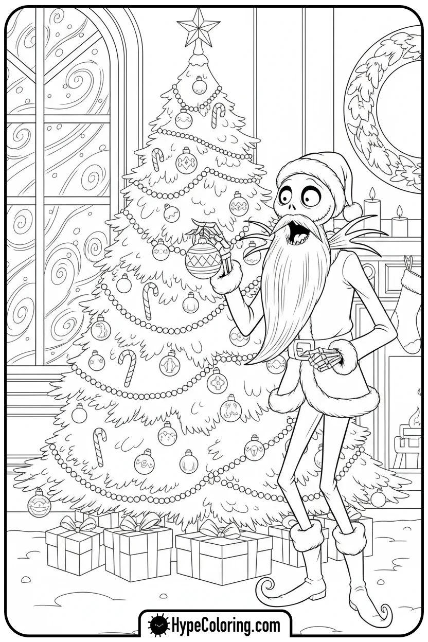 jack-marveling-at-christmas-tree - nightmare before christmas coloring pages