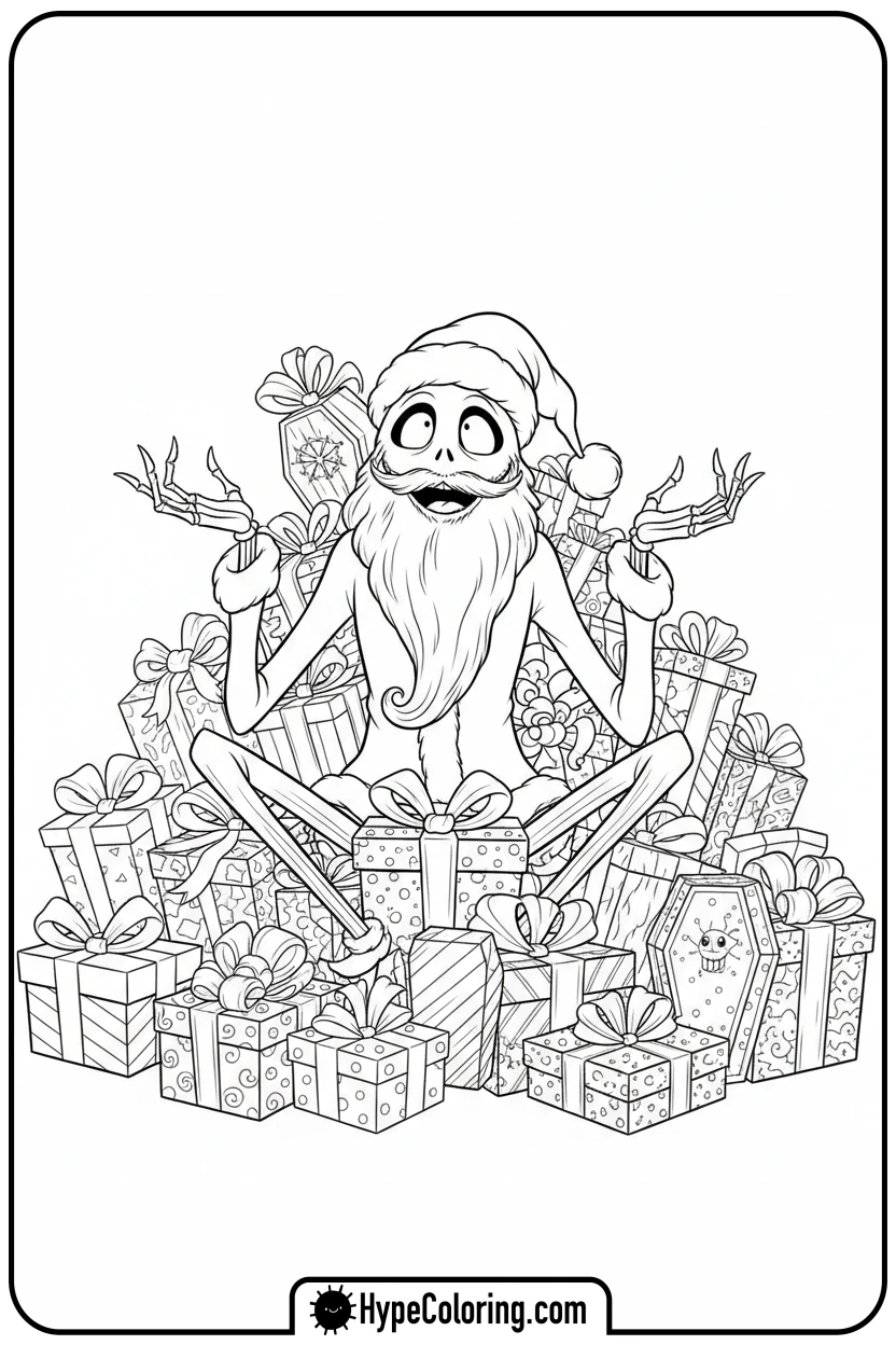 jack-with-many-presents - nightmare before christmas coloring pages