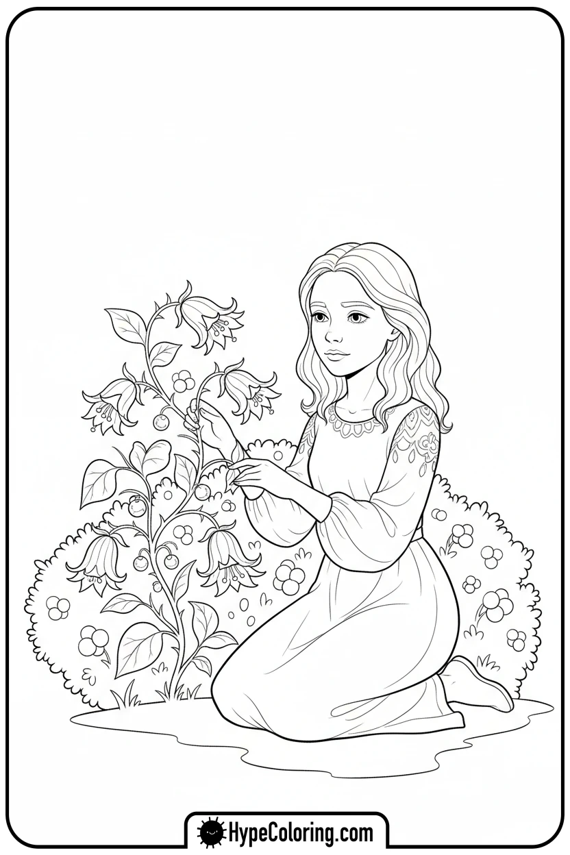 sally-picking-flowers - nightmare before christmas coloring pages