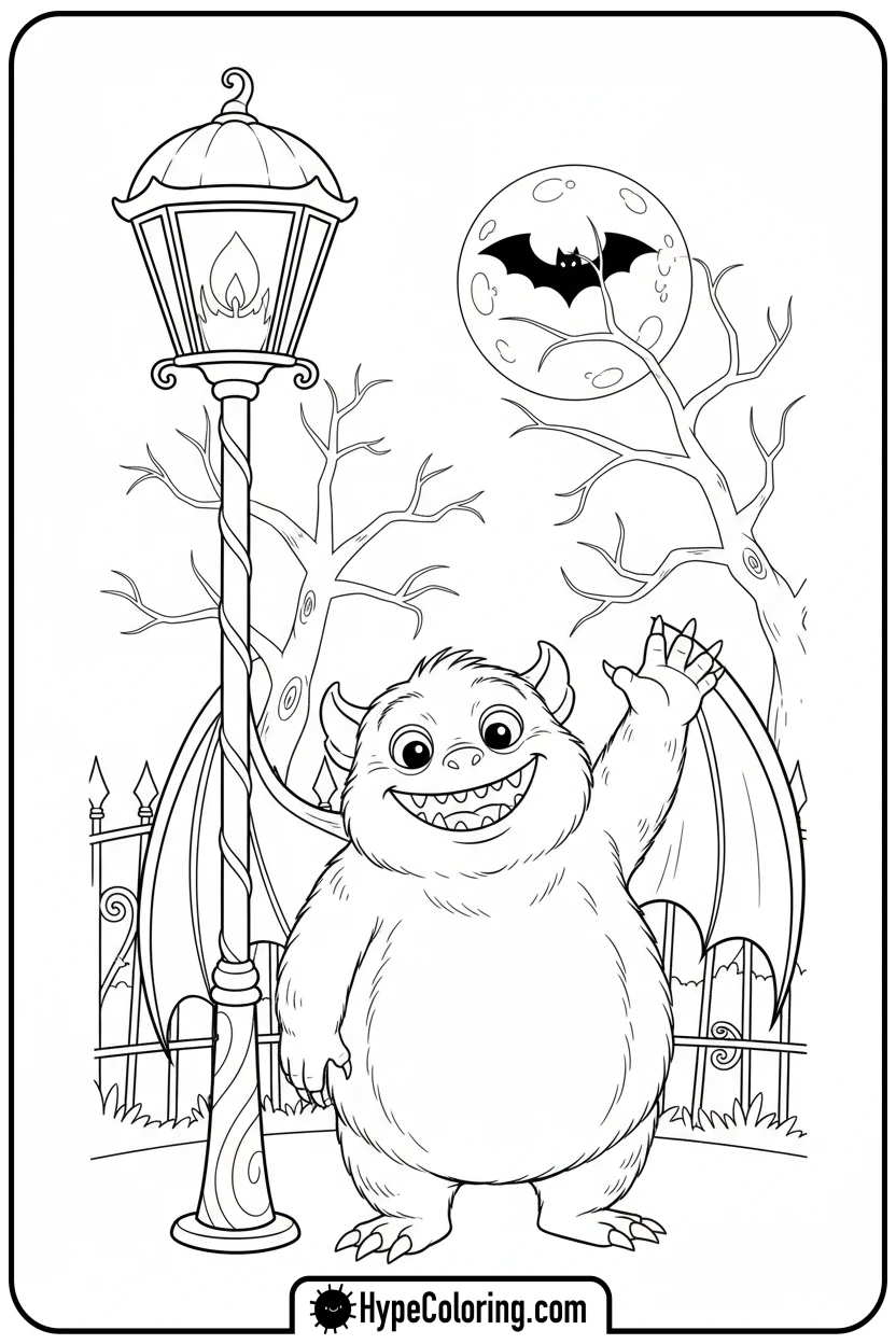 friendly-halloween-monster-waving - nightmare before christmas coloring pages