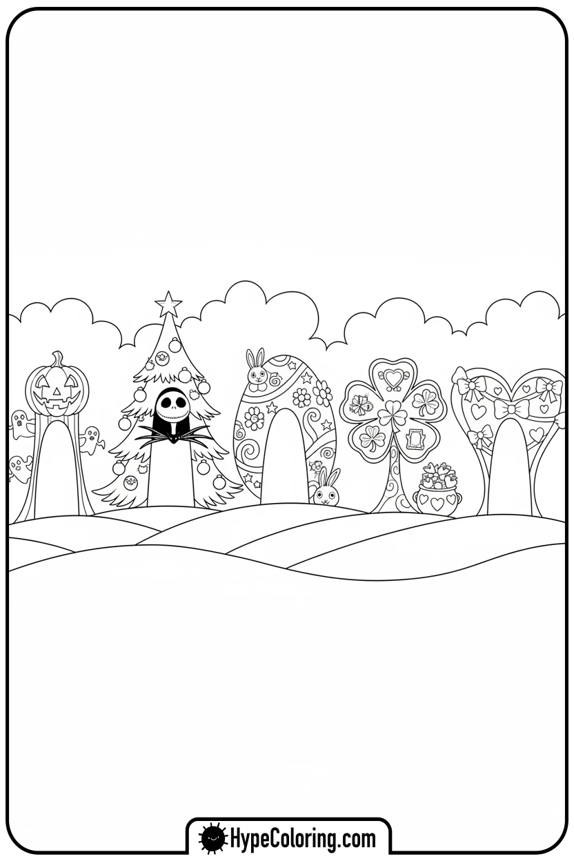 jack-peeking-from-christmas-portal - nightmare before christmas coloring pages