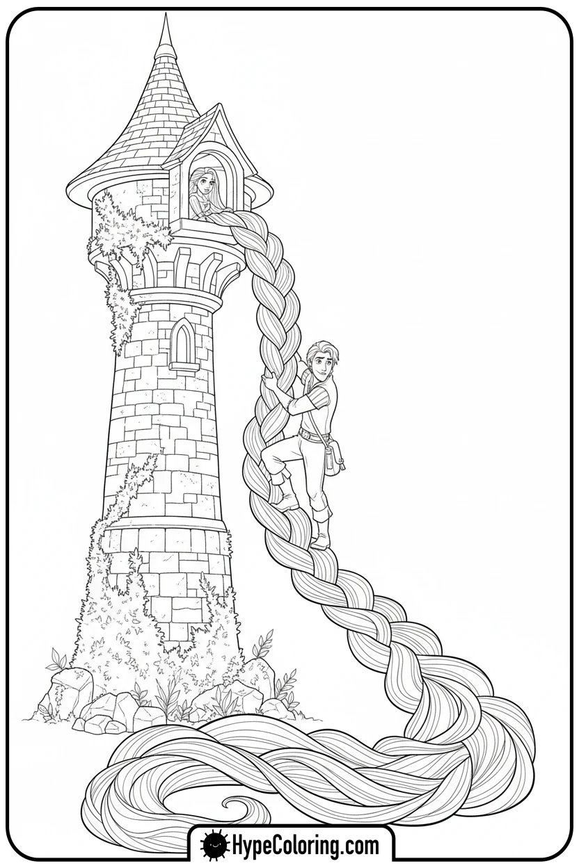 rapunzel-s-hair-for-climbing - rapunzel coloring pages