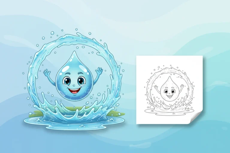 a-mischievous-water-droplet-character - water coloring pages