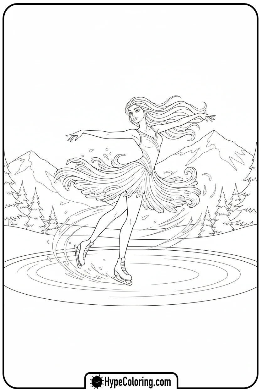 water-character-ice-skating - water coloring pages