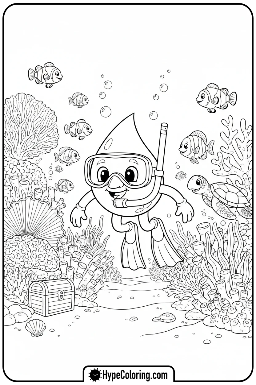 water-droplet-exploring-reef - water coloring pages