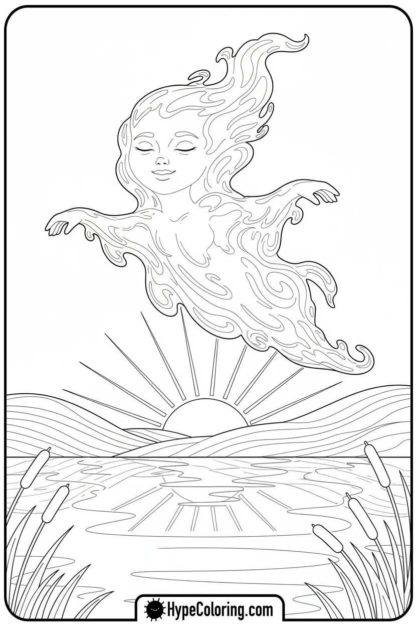 misty-water-character-over-lake - water coloring pages