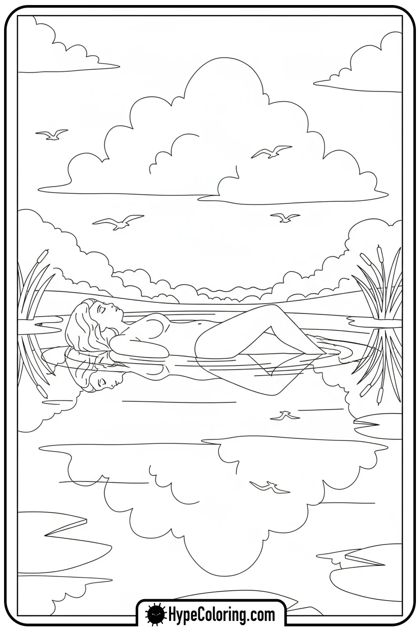water-character-reflecting-clouds - water coloring pages