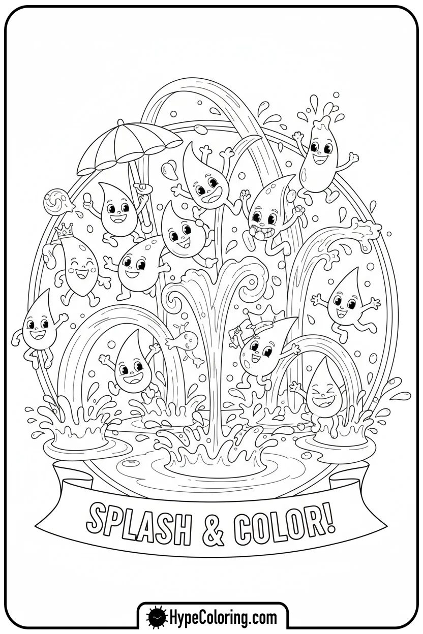 water-droplets-creating-splash-pad - water coloring pages