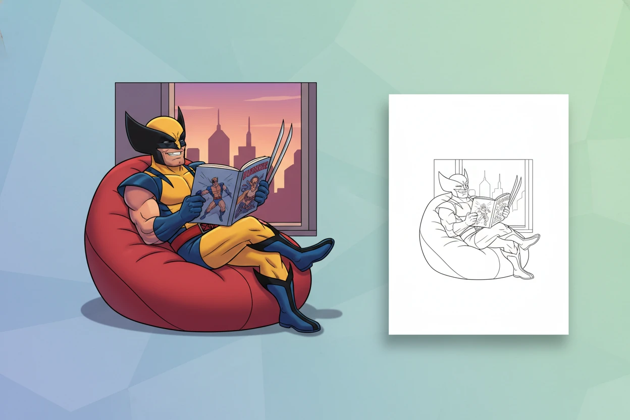 wolverine-sitting-comfortably-on-a - wolverine coloring page