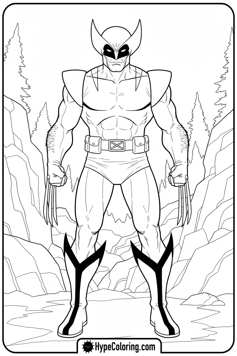 wolverine-standing-with-claws-out - wolverine coloring page