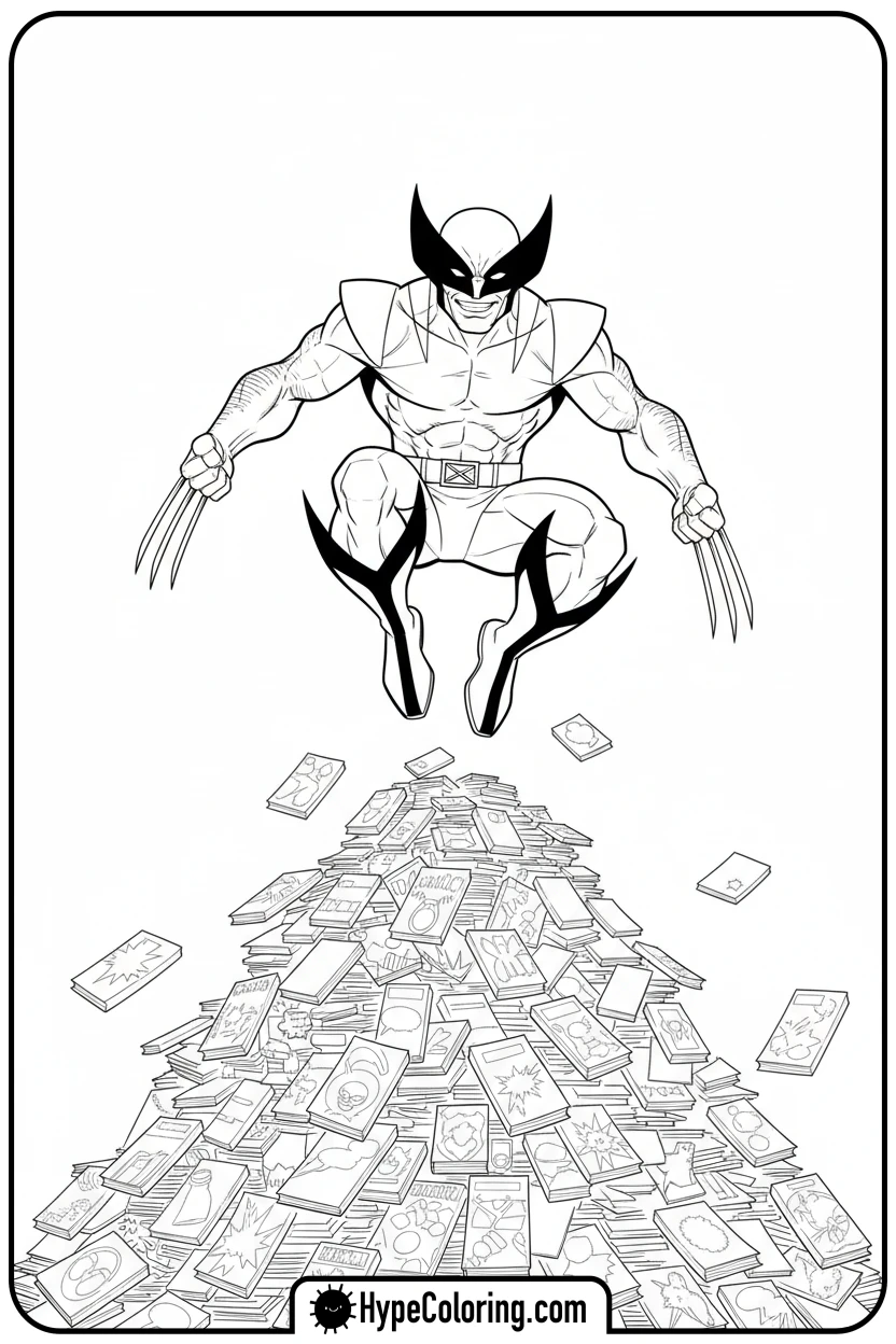 wolverine-jumping-over-comics - wolverine coloring page