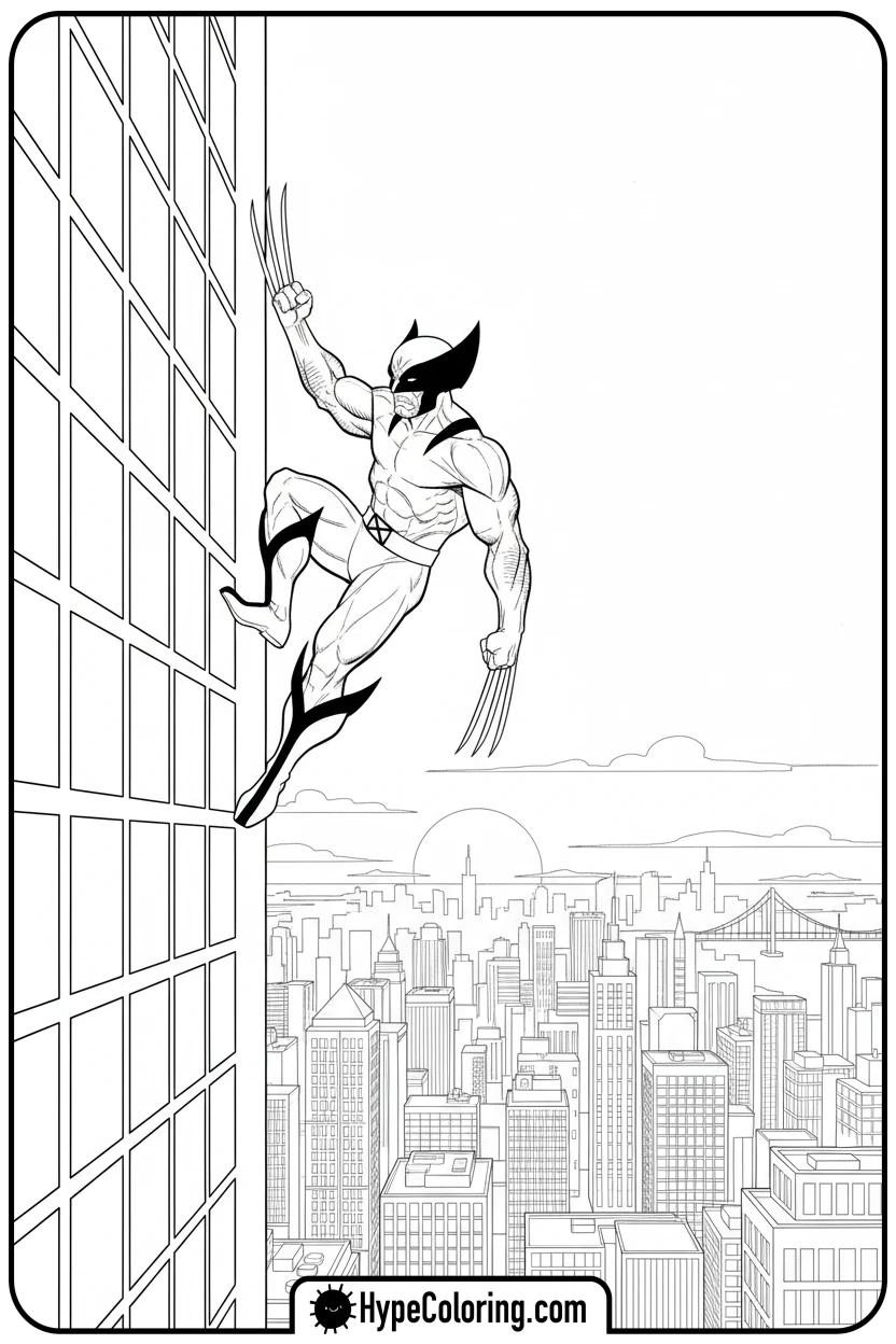 wolverine-climbing-skyscraper - wolverine coloring page